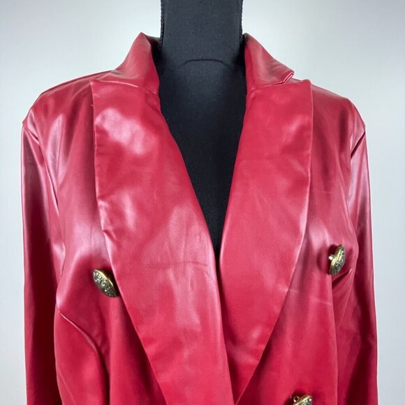 Ashley Stewart Red Faux Leather 2 piece Set Size 18/20 - Picture 3 of 13